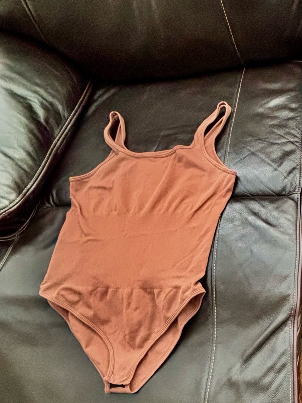 SHEIN Rust Brown Ribbed Tank Bodysuit